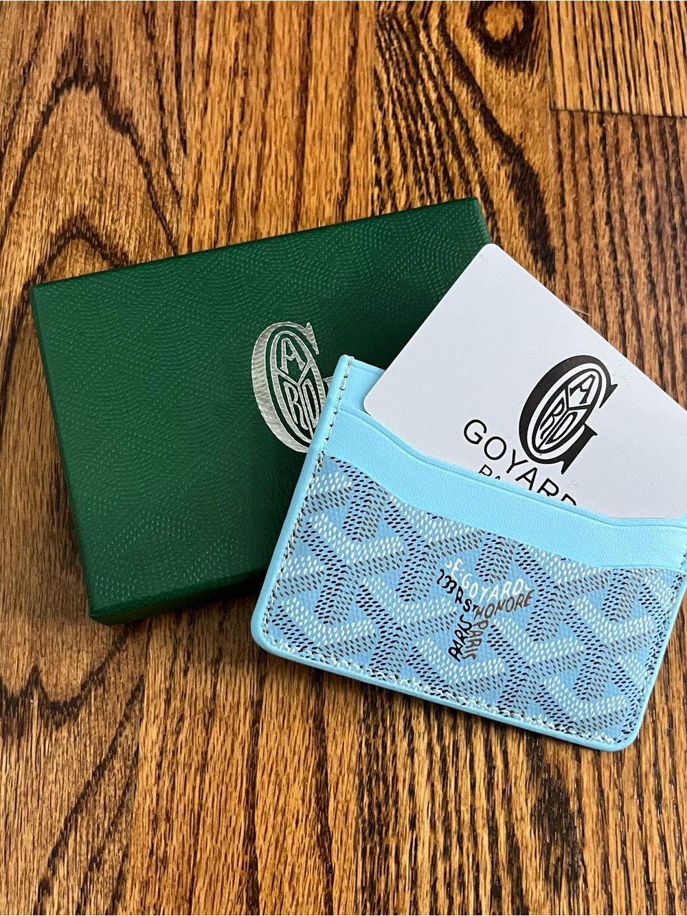 Light Blue Goyard Card Holder